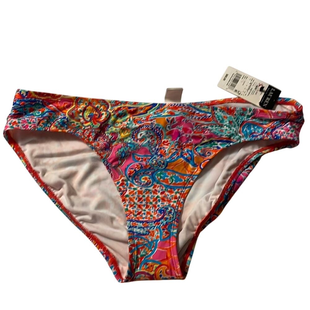 Lauren  Ralph Lauren Brand Pink Blue Orange Paisley Bikini Bottoms Size 14 NWT